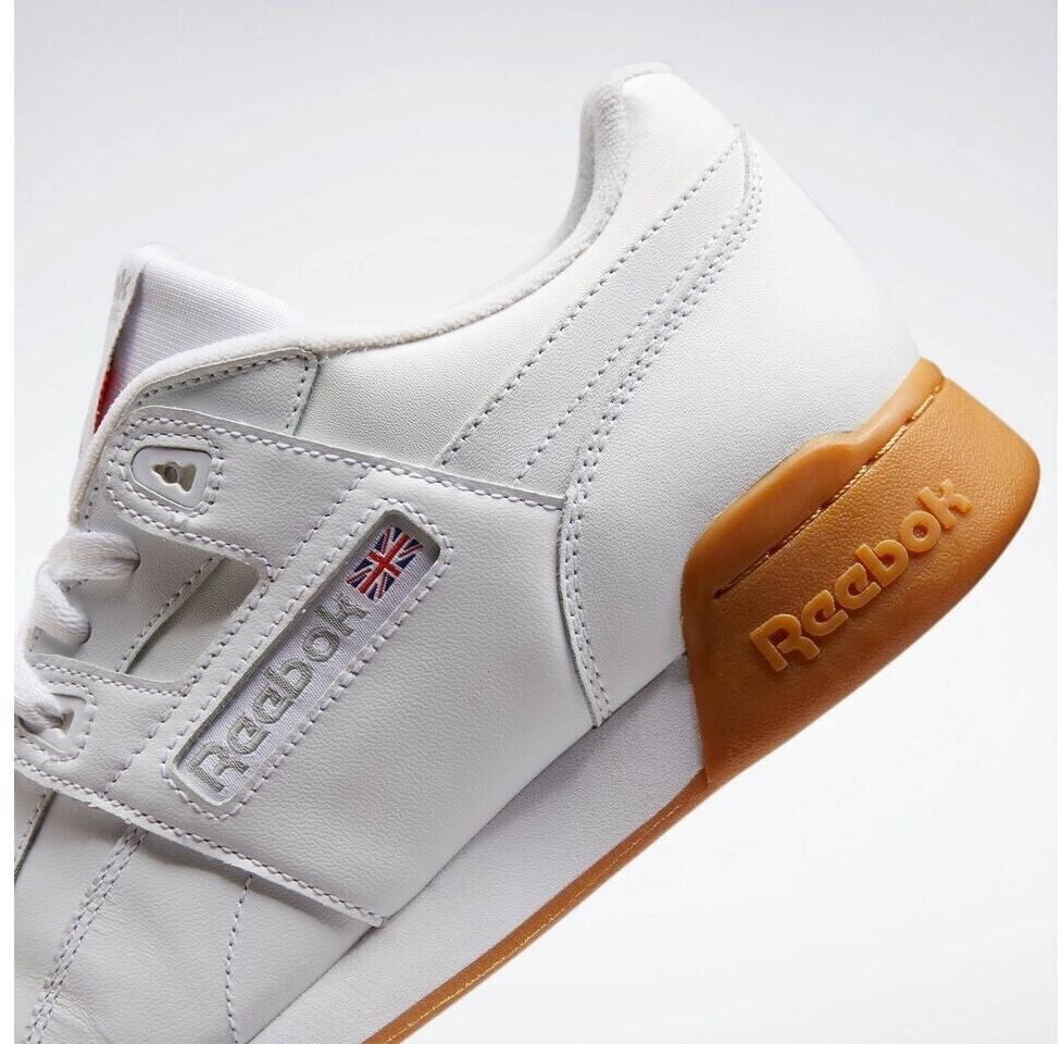 Reebok workout plus white sneakers with gum sole on sale