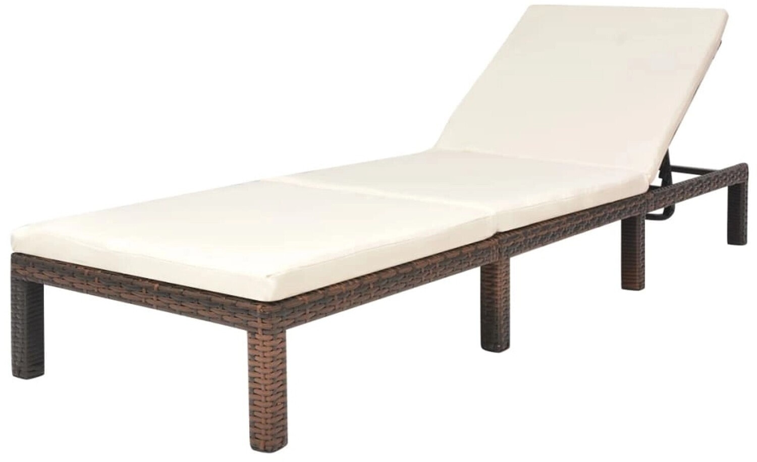vidaXL Sonnenliege mit Auflage Verstellbar Poly Rattan Braunm (42845)
