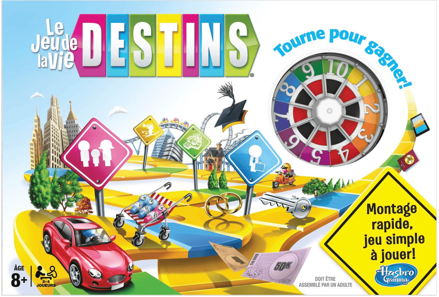 Destins Le jeu de la vie - Jeu de plateau pour la famille - 2 à 4 joueurs -  pour enfants - dès 8 ans - avec pions colorés - Cdiscount Jeux - Jouets