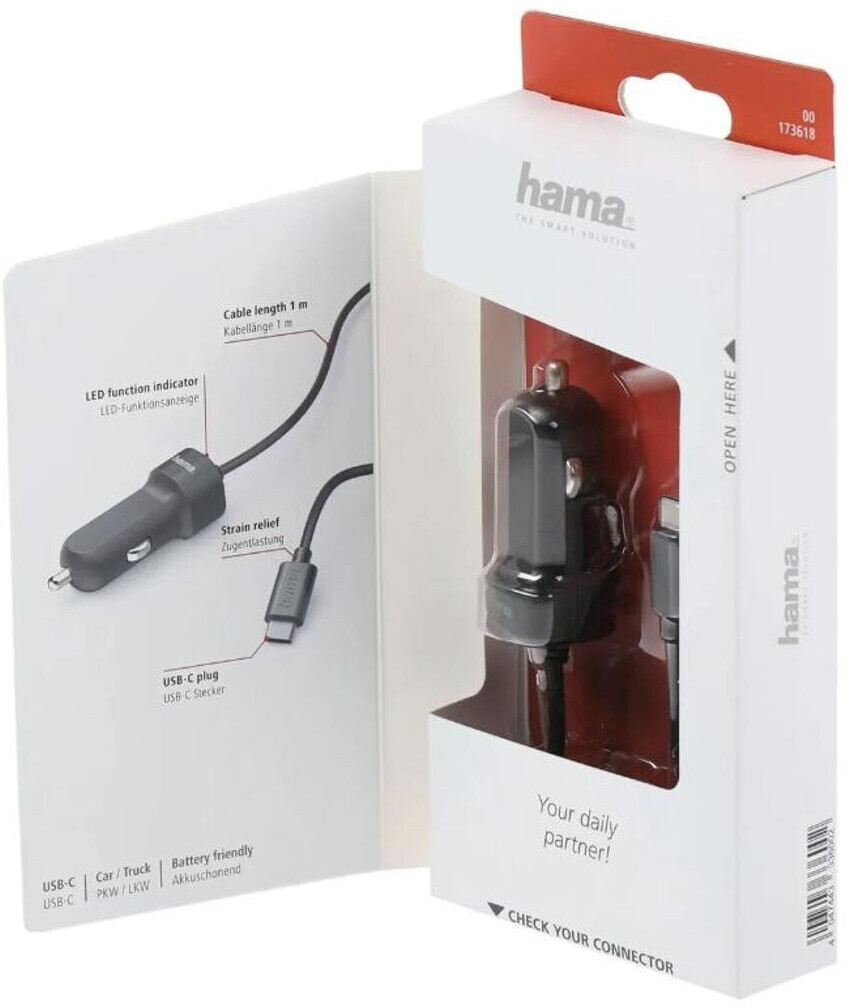 Hama USB Type-C ab schwarz € 3A bei 9,49 Kfz-Ladegerät | Preisvergleich (173618)