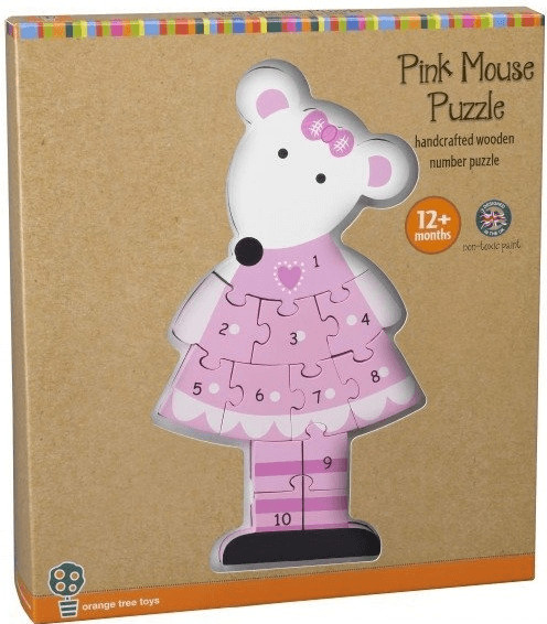 Orange Tree Toys Pink Mouse Number Puzzle