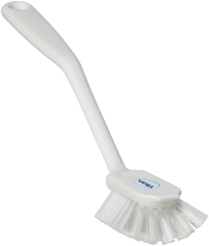 Vikan Dish Brush with scraper medium (4237) white