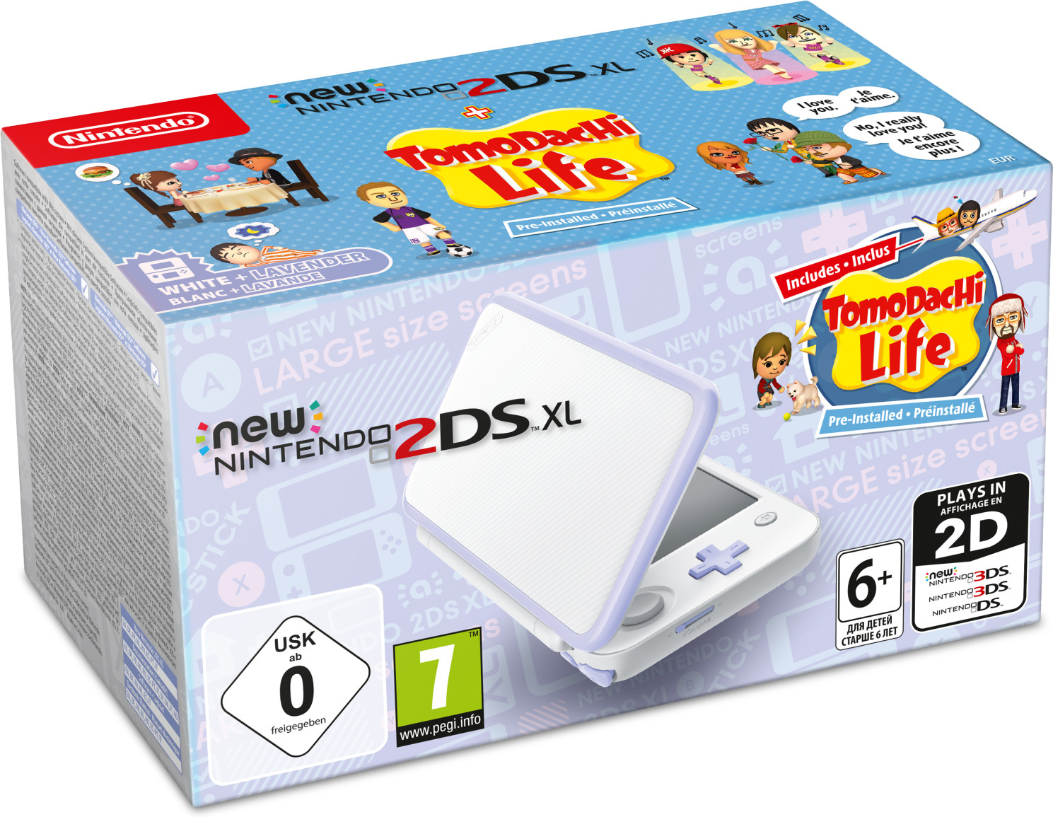 Nintendo New 2DS XL weiß-lavendel + Tomodachi Life