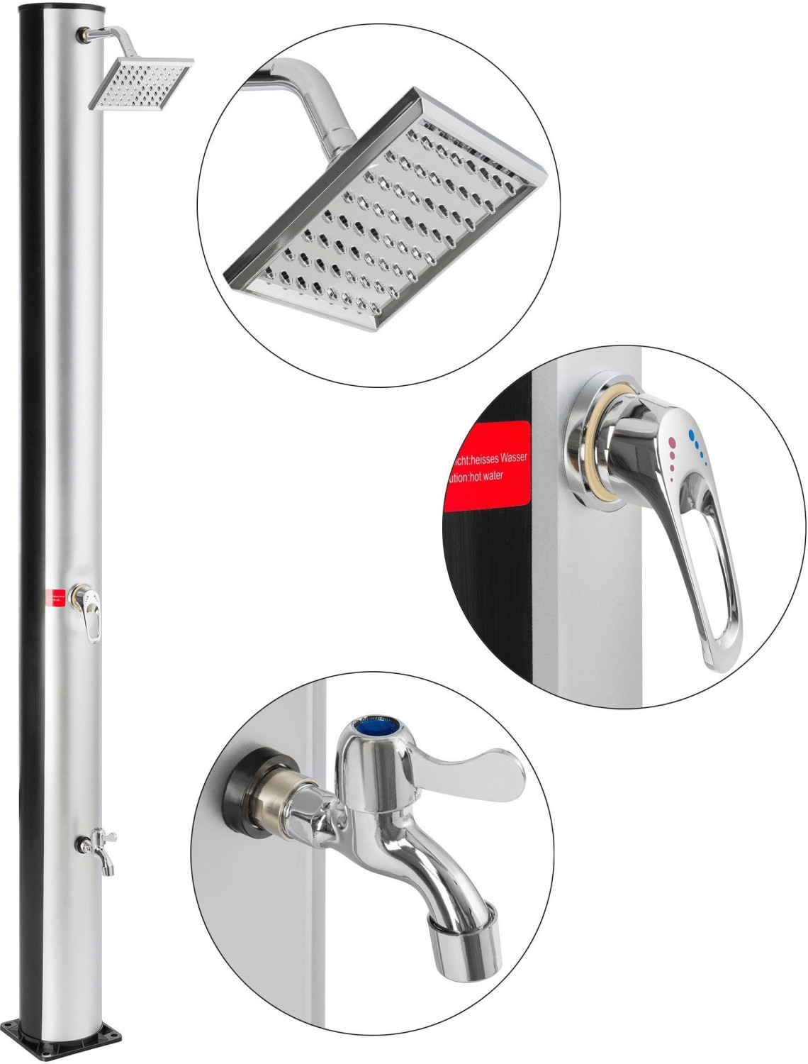 Arebos Solar Shower 37 Liters with Square Shower Head