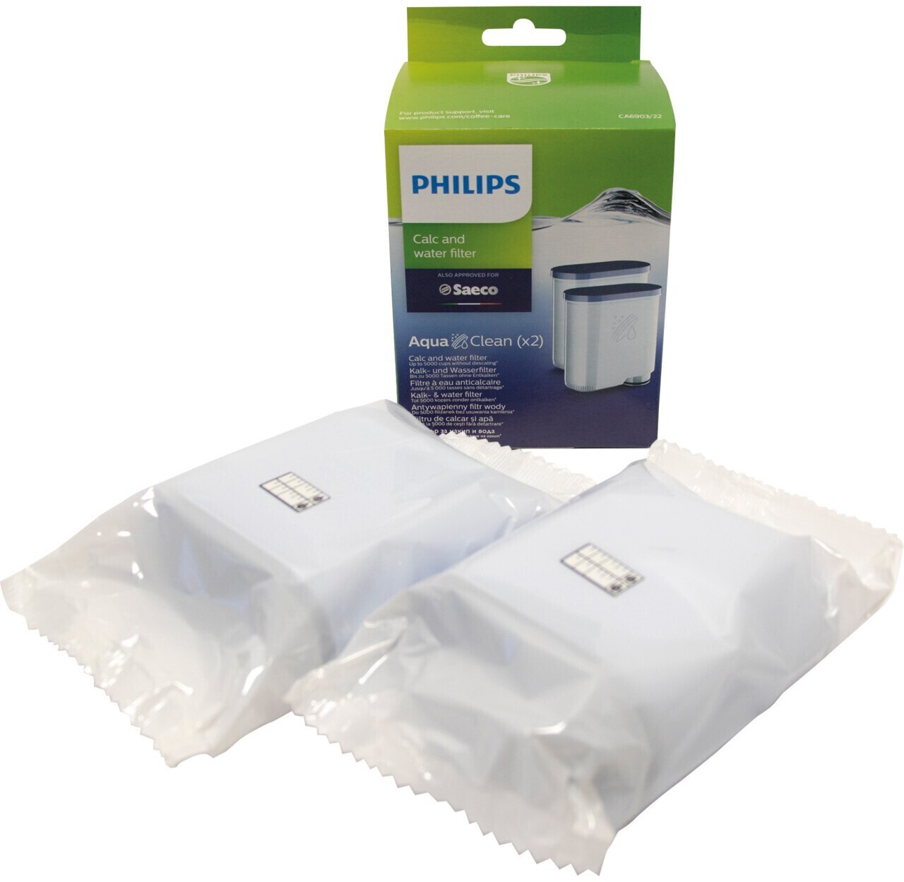 Philips Filtre Aquaclean CA6903, Lot de 2 filtres à eau compatibles avec  les machines à café Philips Saeco - Cdiscount Electroménager