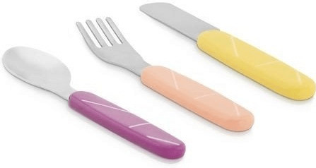 Babymoov Lot de 3 couverts 2ème âge violet, rose, jaune