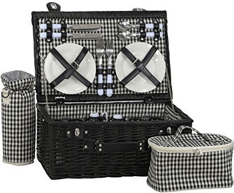DVier Picknick Basket willow 4 persons with thermo bag