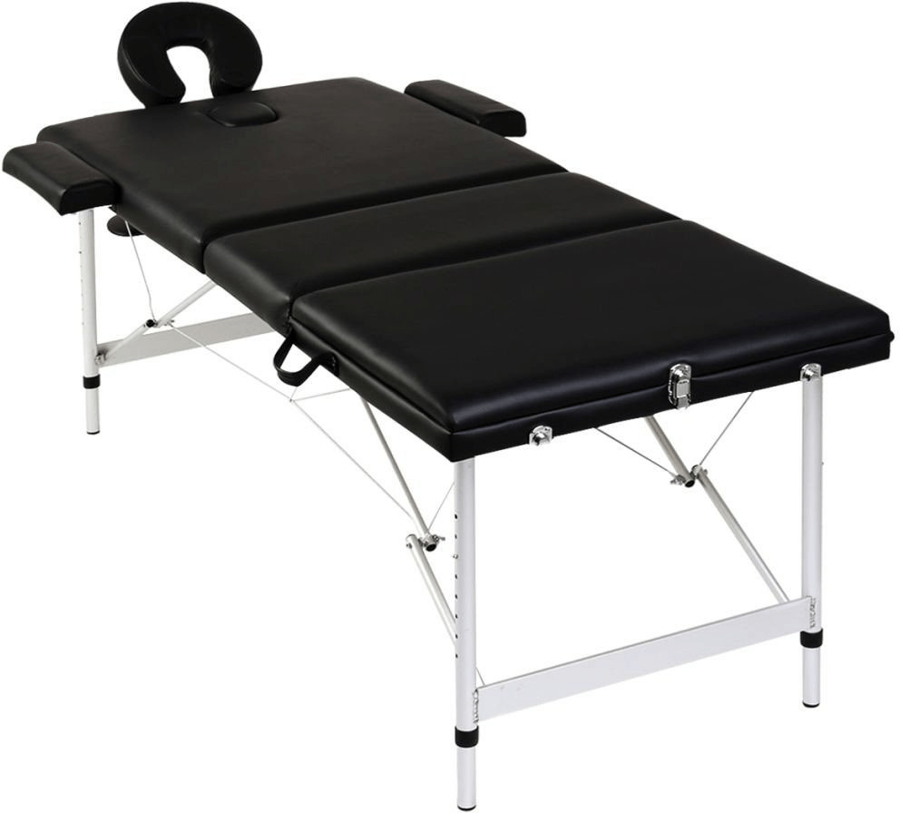VidaXL Table de massage pliante 3 zones cadre en aluminium noir