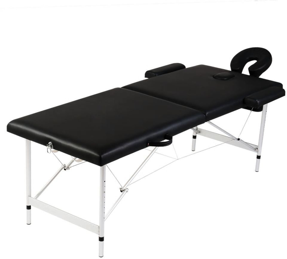VidaXL Table de massage pliante 2 zones cadre en aluminium noir