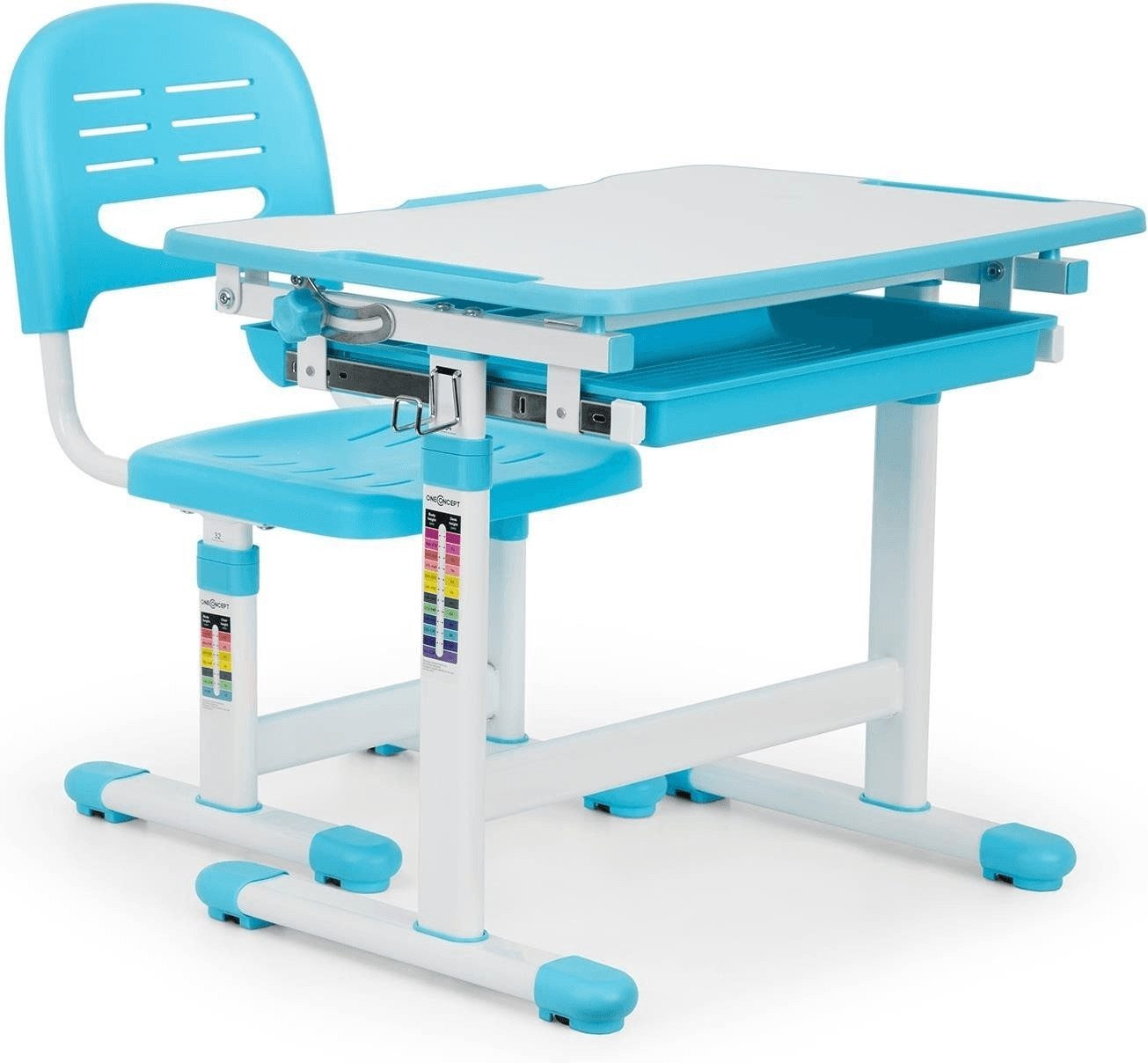 OneConcept Bureau pour enfant table & chaise - bleu