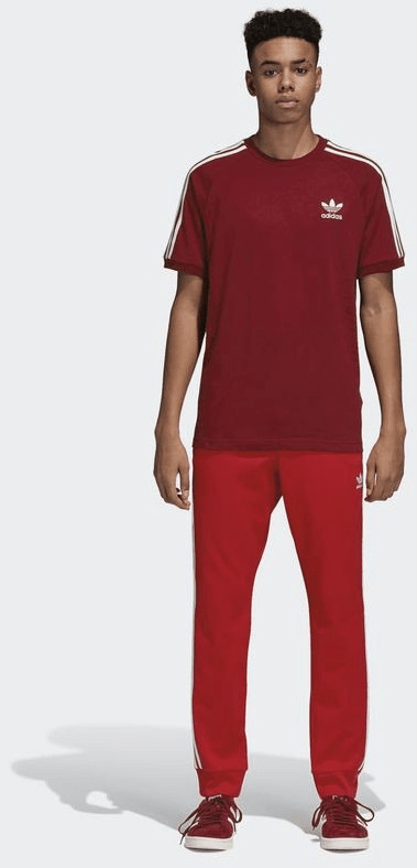 Adidas 3 store stripes tee burgundy