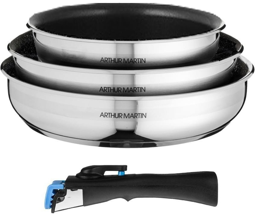 Arthur Martin Batterie de cuisine 3 poêles avec poignée