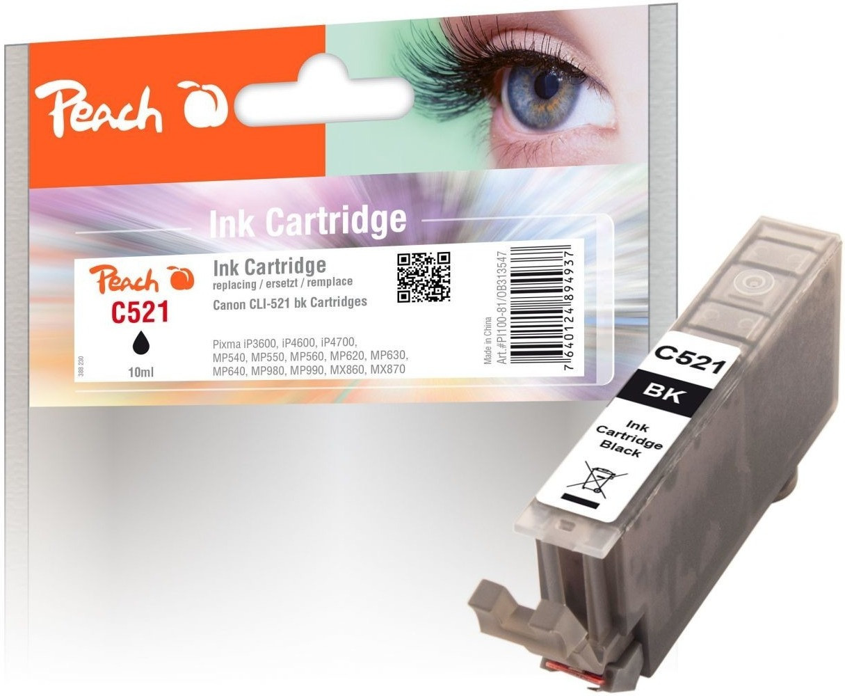 Peach PI100-81 pour Canon CLI-521BK noir