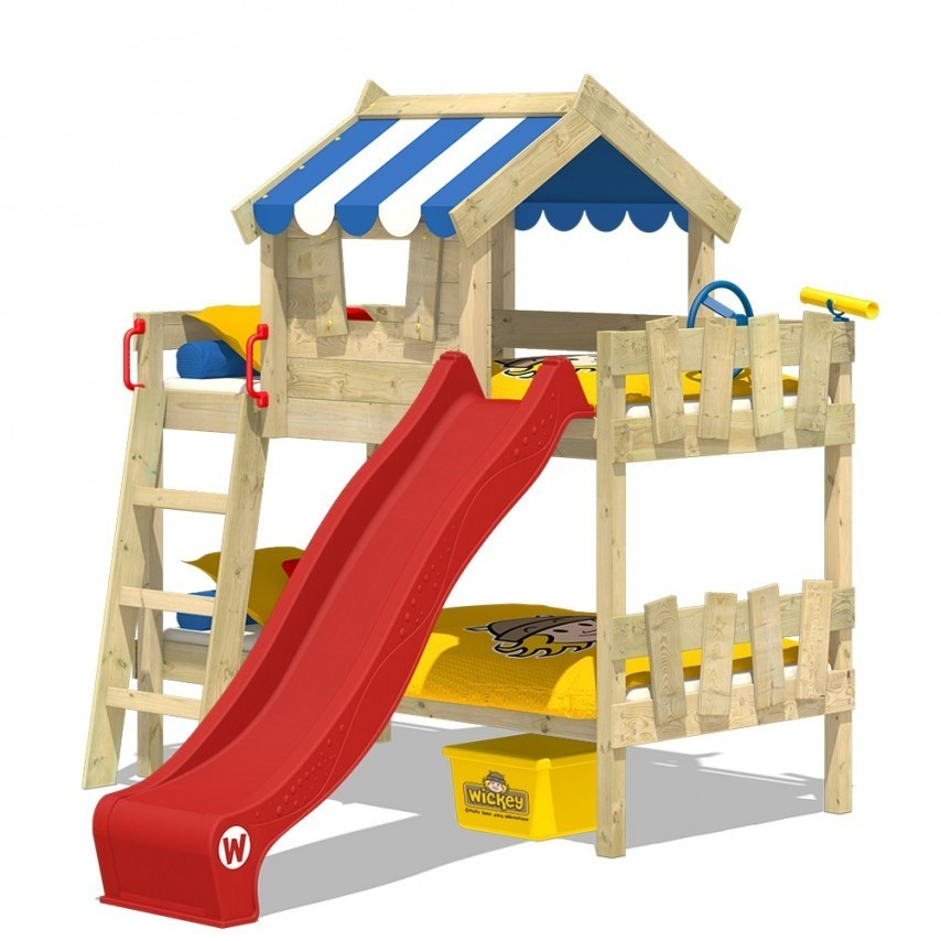 Wickey Bunk Bed CrAzY Circus blue, with slide (red)