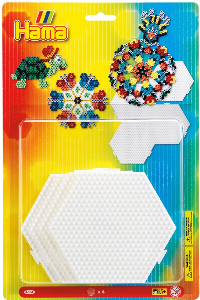 Hama Pin plates 4 x hexagon plugged together