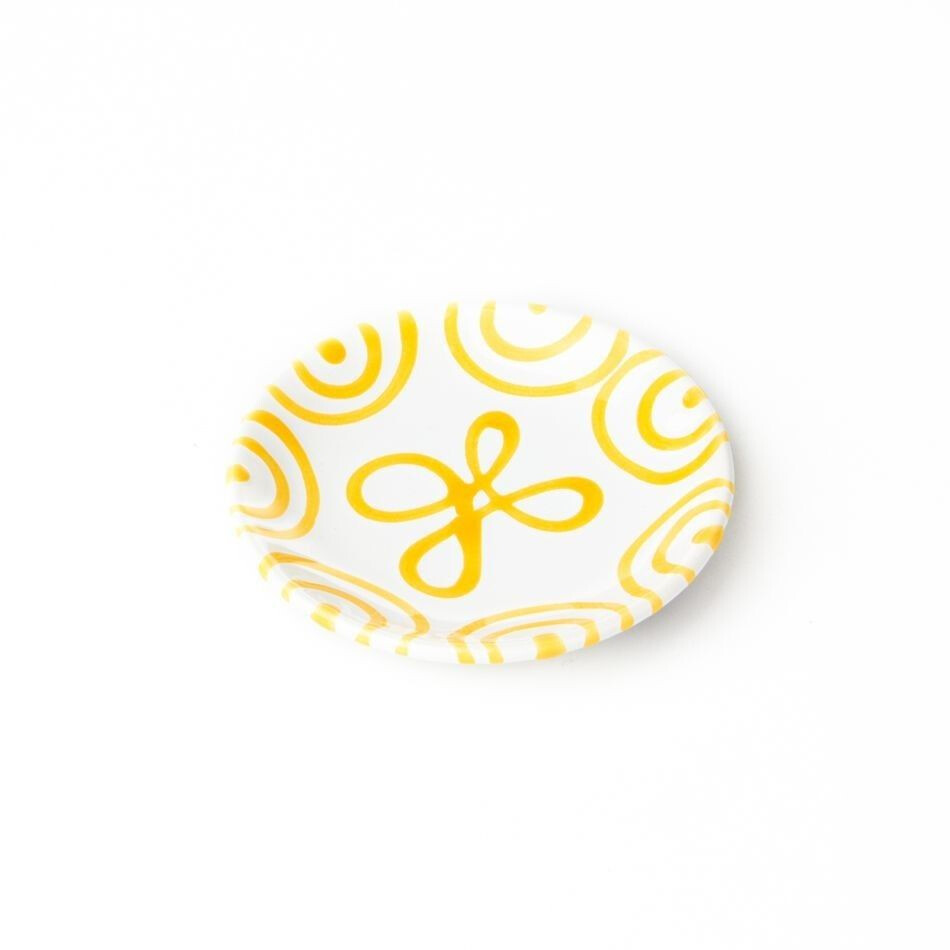 Gmundner Saucer coffee cup 15 cm yellow flamed