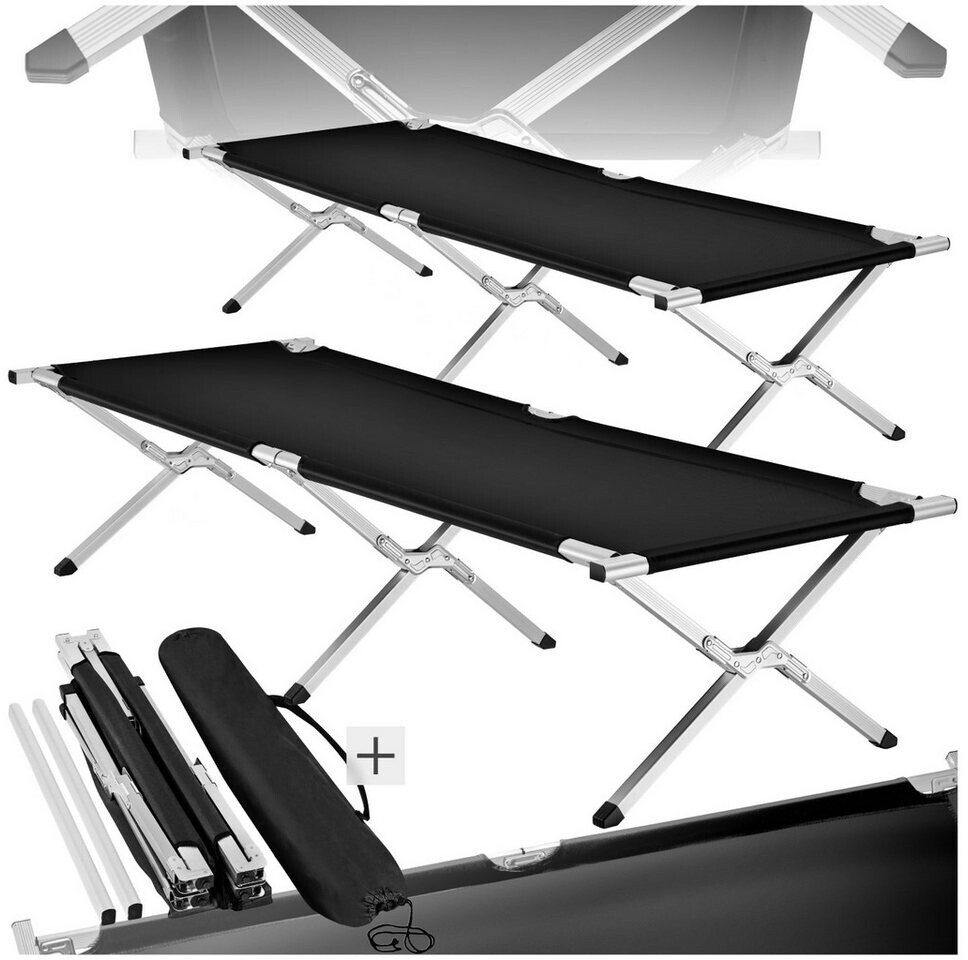 TecTake 2 Camp Beds XL (black)