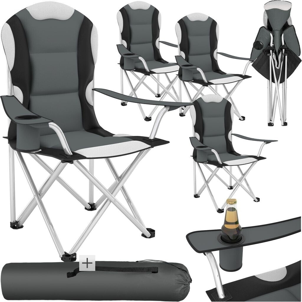 TecTake 4 Padded Camping Chairs (grey)