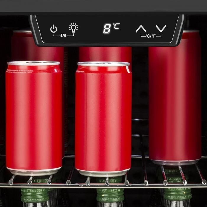 Beersafe 3XL Kühlschrank Getränkekühlschrank, Volumen: 98 Liter, 4  Metalleinlegeböden, einstellbare Innentemperatur von 0 bis 10 °C, 7  Stufen, mechanischer Drehschalter, doppelt isolierte Glastü 98 Ltr