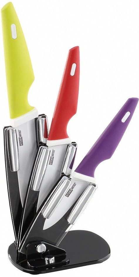 Kitchen Artist Bloc de 3 couteaux céramique avec support
