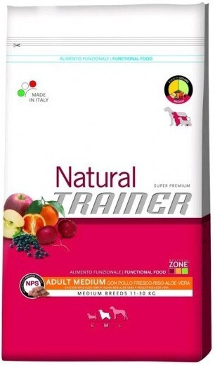 Natural Trainer Natural Adult Medium - Fresh chicken, rice and aloe vera (12,5 kg)