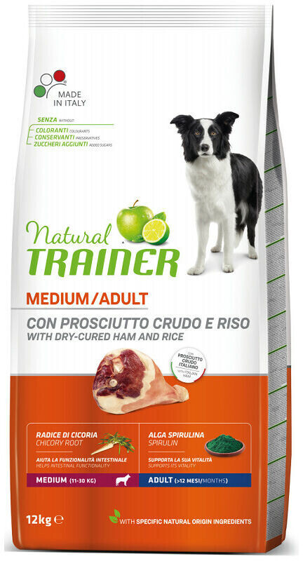 Natural Trainer Natural Medium Adult - Dry-cured ham and rice (12 kg)