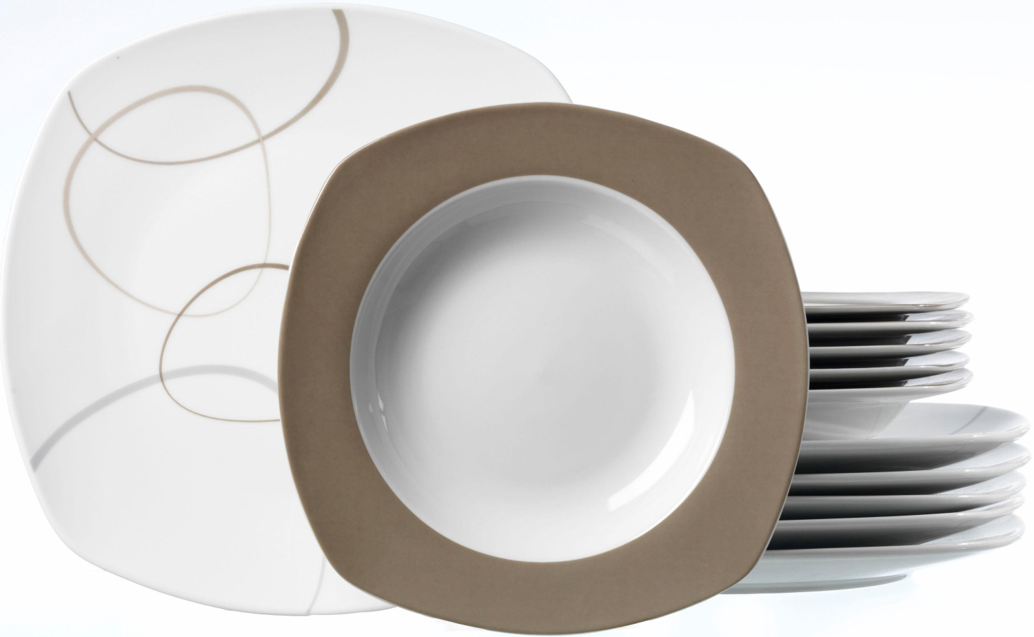 Ritzenhoff & Breker Dinner service, porcelain, Alina (12 pieces), brown
