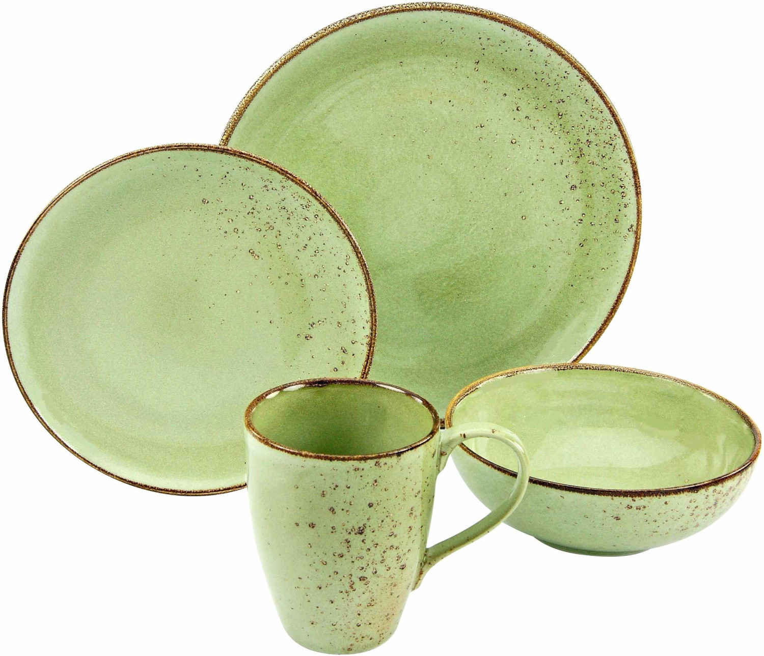 CreaTable Combi service 4 parts natural green