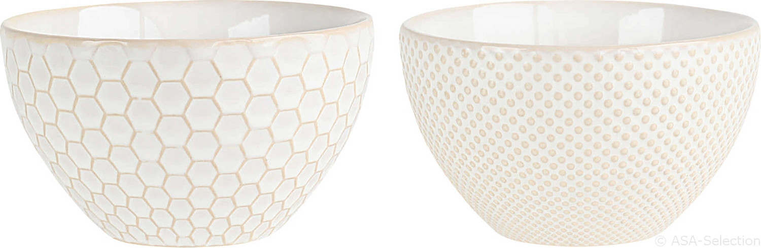 ASA LINNA bowls set of 2 white 2 x 12.5 cm, H 7 cm