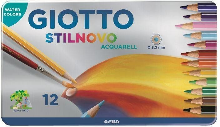 Pastelli acquerellabili Giotto Stilnovo Acquarell. Scatola in metallo 36  matite colorate