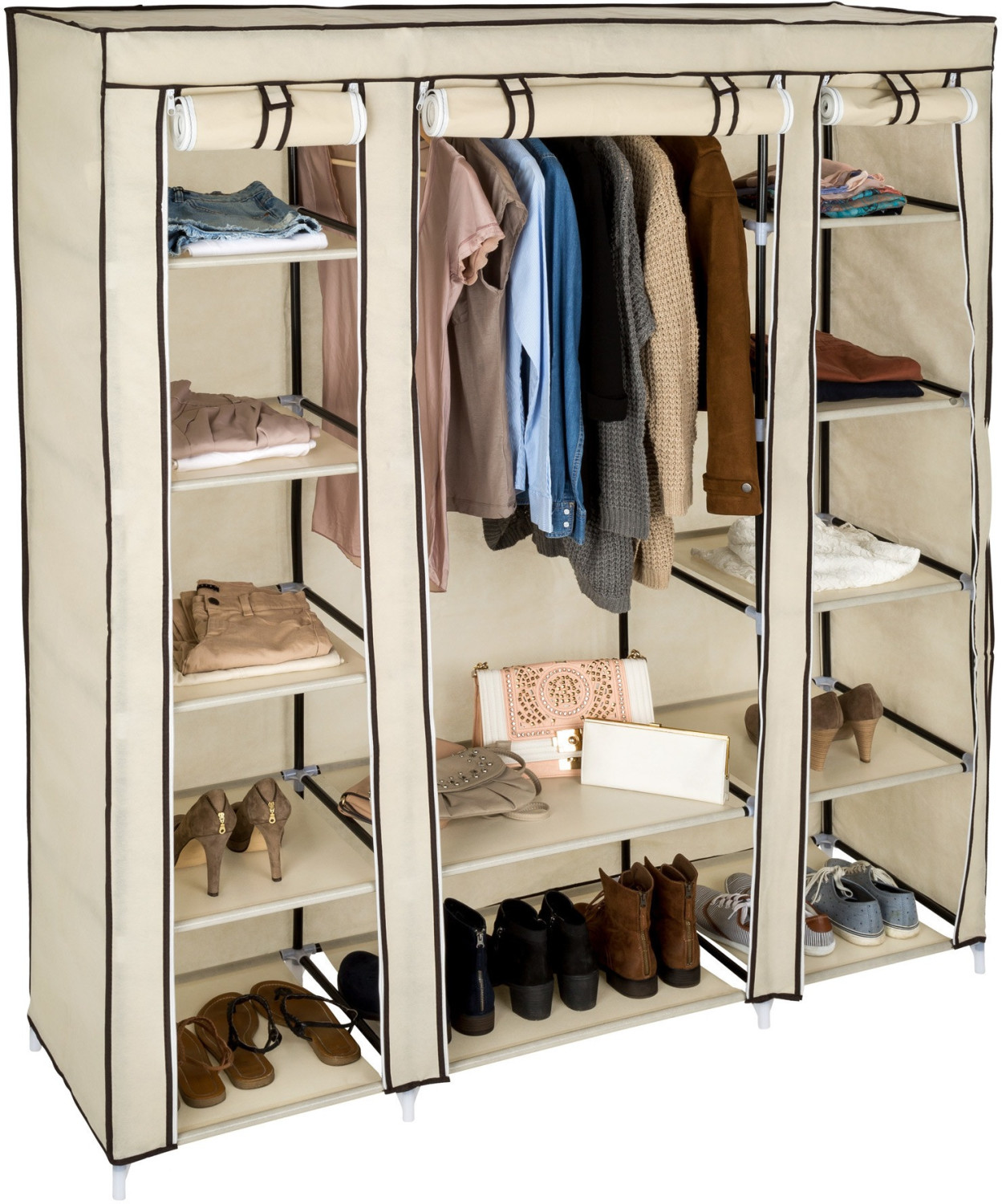 TecTake Folding cupboard 12 Compartments beige (TT402527)