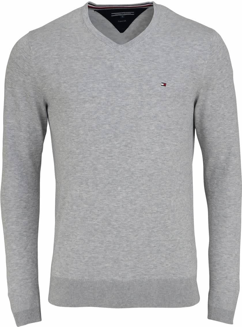 Tommy Hilfiger V-Neck Cotton Blend Sweatshirt silber (MW0MW04979-501)