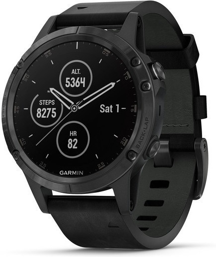 Garmin fenix 5 Plus Sapphire noir bracelet cuir noir