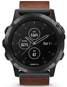 Garmin fenix 5X Plus Sapphire gris bracelet cuir marron