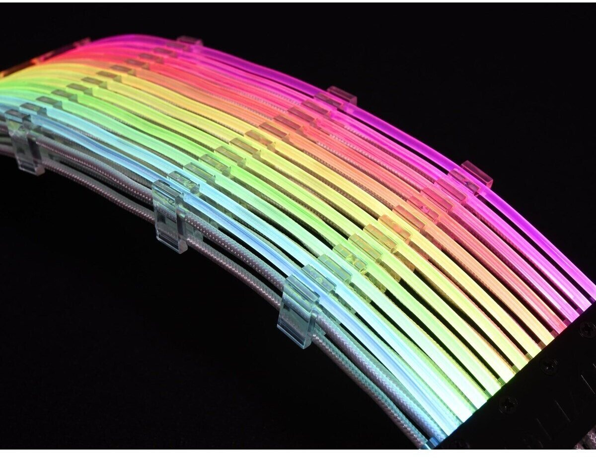 24pin RGB Psu Kabel Verlängerung Netzteil ummanteltes Kabel mit  LED-Beleuchtung