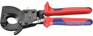 Pince coupe-câble à cliquet 95 31 250 - Capacité de coupe : 240 mm -  Longueur totale : 250 mm - KNIPEX