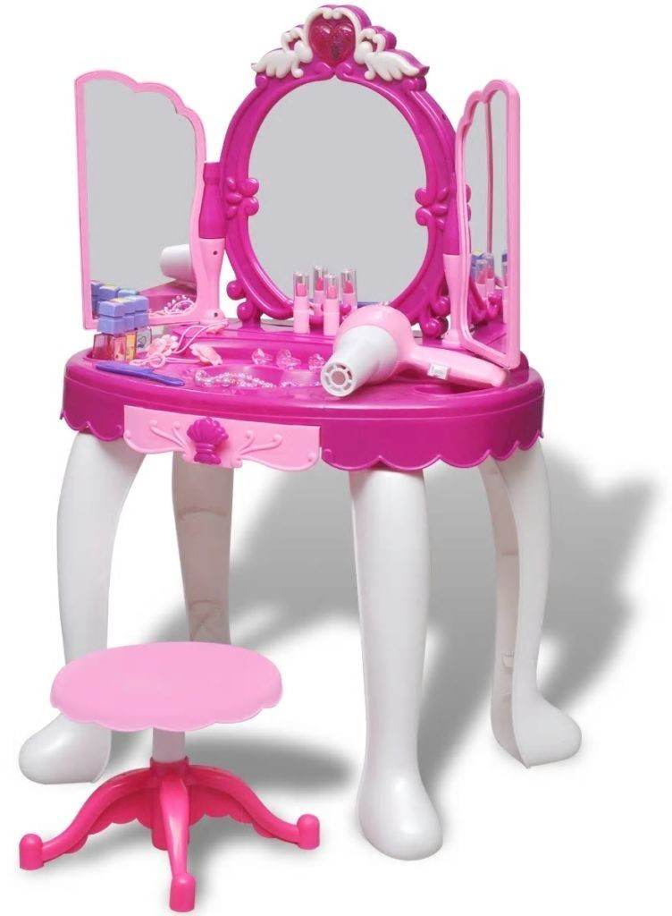 VidaXL Coiffeuse jouet 3 miroirs avec lumière et son