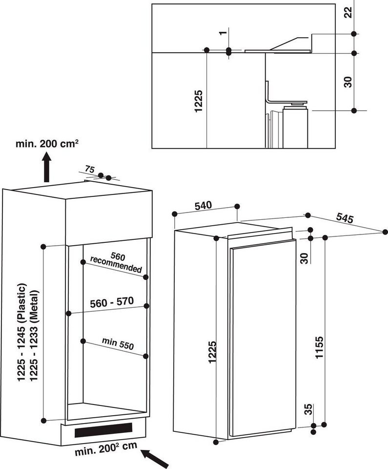 Privileg PRFI 336 Einbau-Kühlschrank mit Gefrierfach / 183 L Nutzinhalt /  LED-Licht / Einfache Festtürmontage (Nische 122 cm), weiß : :  Elektro-Großgeräte