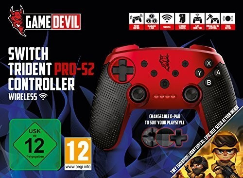 Game Devil Nintendo Switch Trident PRO-S2 sans fil rouge + Tiny Troopers: Joint Ops T-Shirt XL
