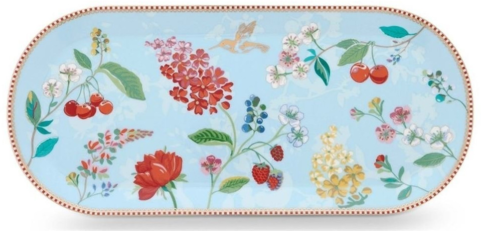 PiP Studio Floral Hummingbirds Cake Plate 33.3 x 15.5