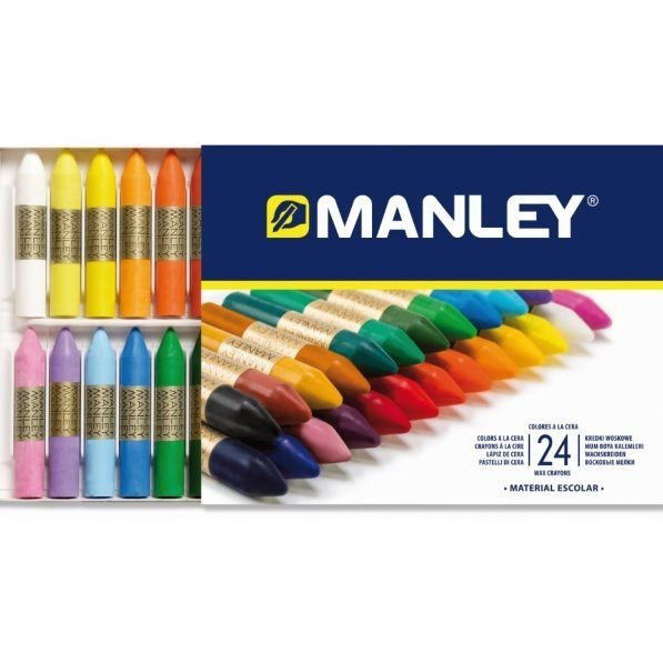 Estuche de 50 ceras blandas de colores manley - Material de oficina,  escolar y papelería
