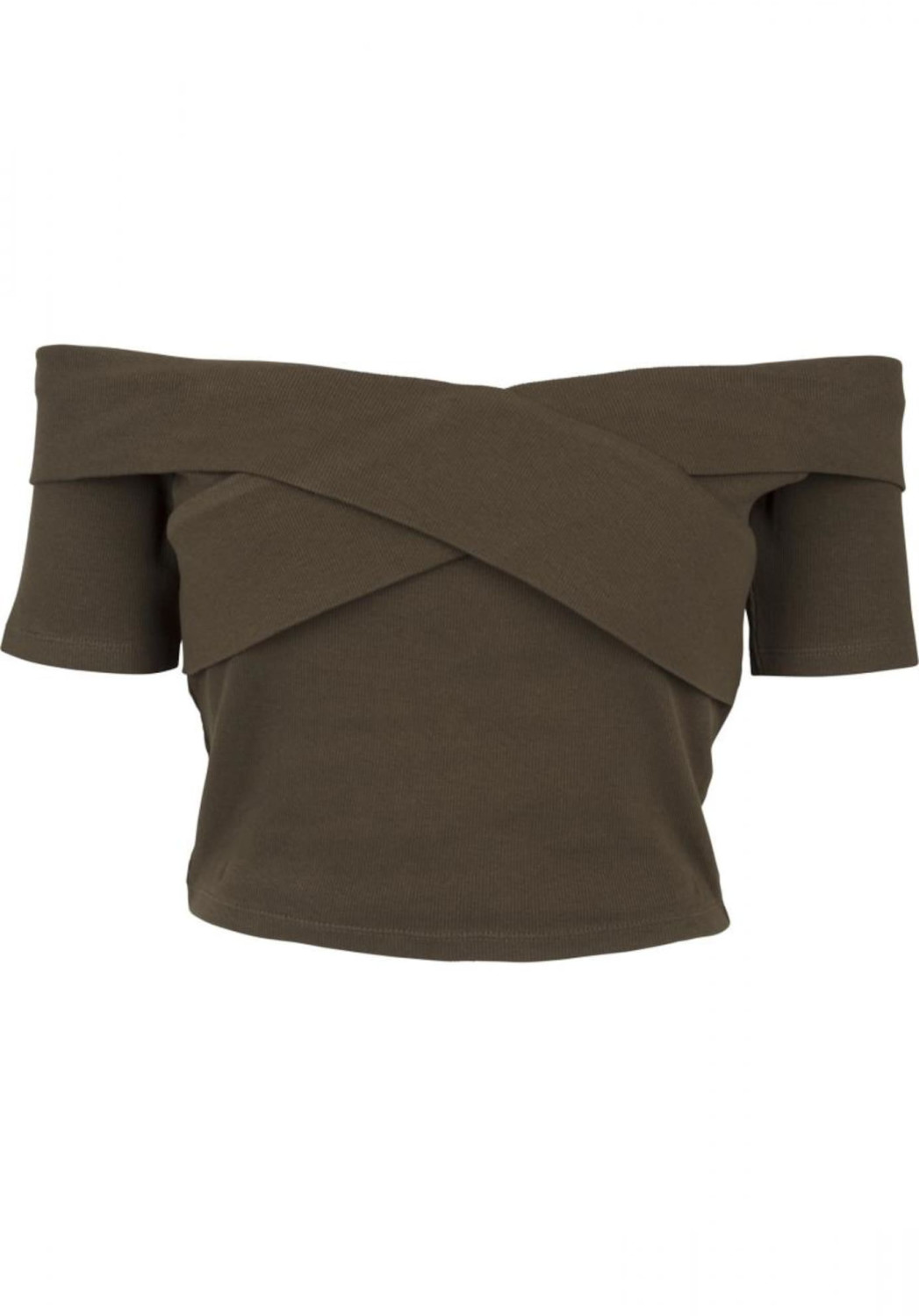 Urban Classics Ladies Off Shoulder Cross Rib Tee olive (TB2217-0176)