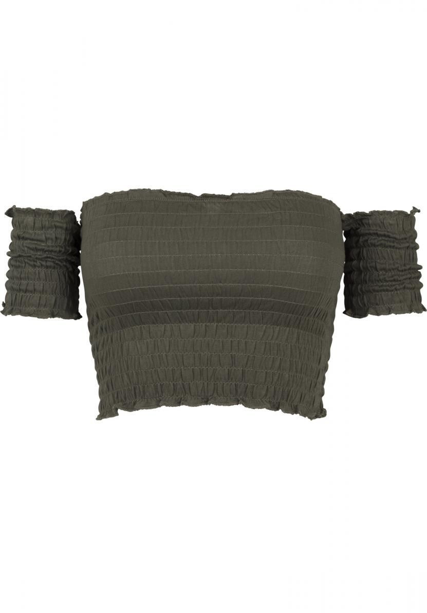Urban Classics Ladies Cropped Cold Shoulder Smoke Top (TB2223)