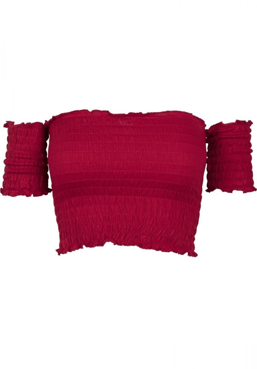 Urban Classics Ladies Cropped Cold Shoulder Smoke Top fire red (TB2223-697)