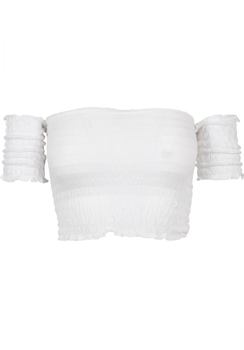 Urban Classics Ladies Cropped Cold Shoulder Smoke Top white (TB2223-0220)
