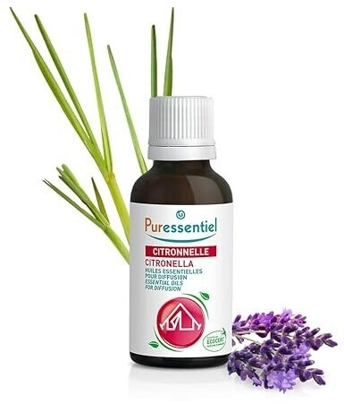 Puressentiel Huiles Essentielles pour Diffusion Diffuse Citronelle + 3 Huiles Essentielles (30ml)
