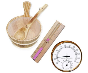 HOME DELUXE Saunaset Saunakübel Saunaeimer Saunakelle Sanduhr Hygrometer 5tlg. 