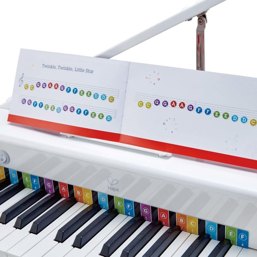 Hape Piano à Queue en Bois Électronique Blanc - Instrument de