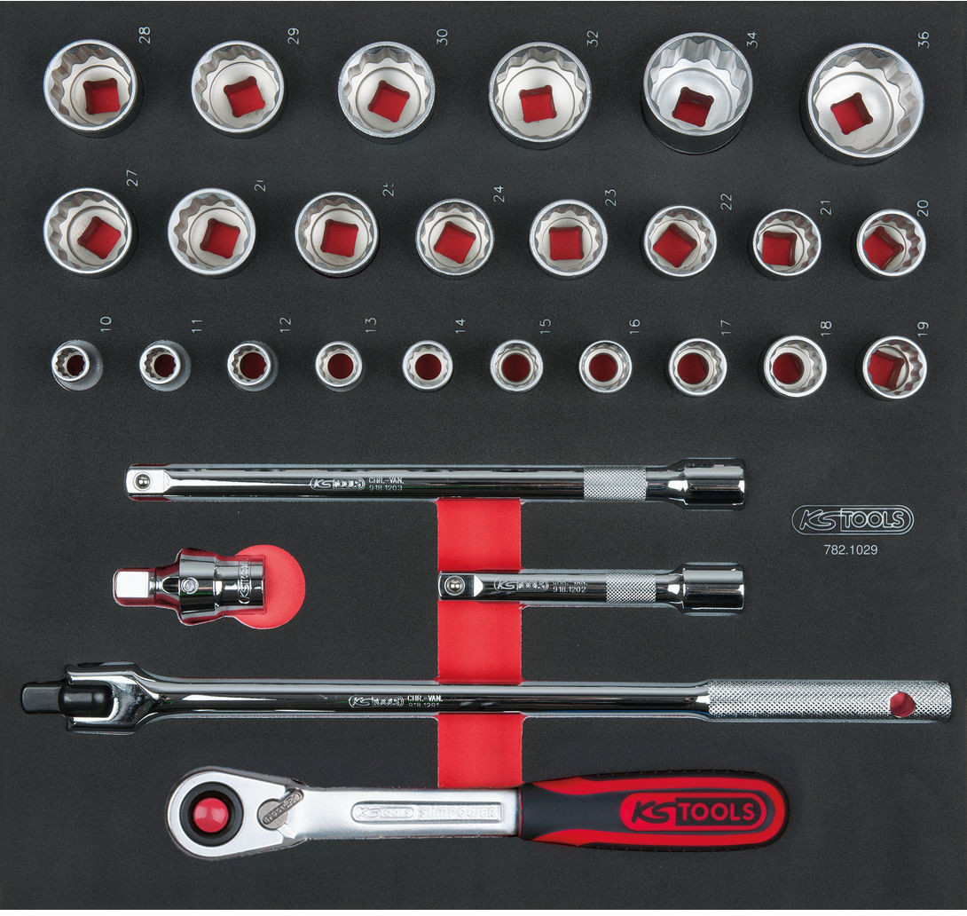 KS Tools Steckschlüssel-Satz 255-tlg. - 1/4+3/8+1/2 Zoll 12-kant Profi-Werkzeug