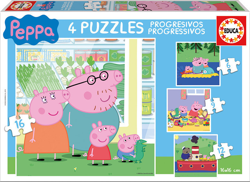 Educa Borrás 4 Puzzles Progressive Peppa Pig (15918)